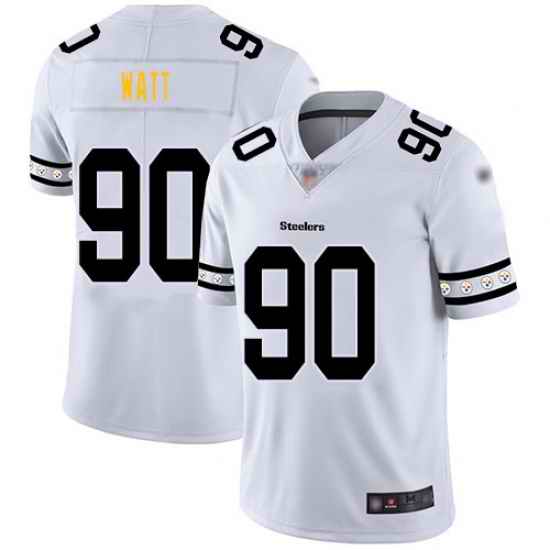 Steelers 90 T  J  Watt White Men Stitched Football Limited Team Logo Fashion Jersey